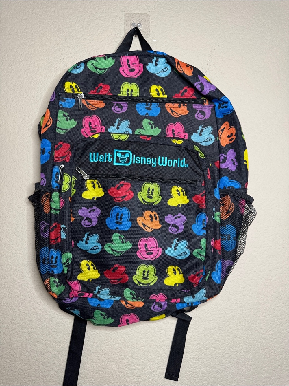 Disney Black Backpack with Multicolor Mickey Faces